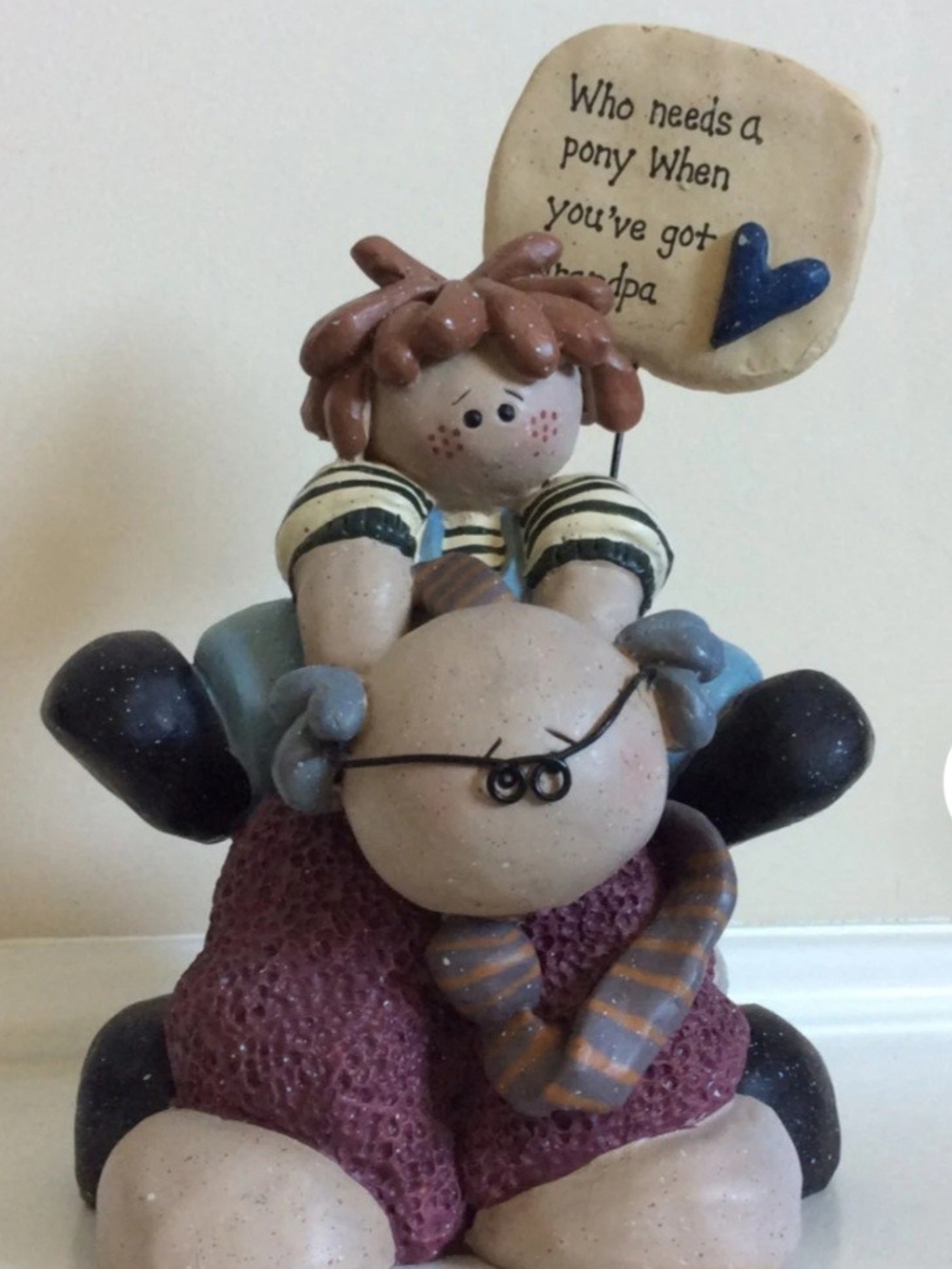 CMI Henton Figurine "Who Needs a pony when you've got grandpa" Grandpa and Child